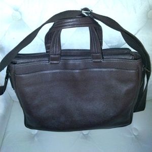 Johnston & Murphy Brown leather laptop briefcase.